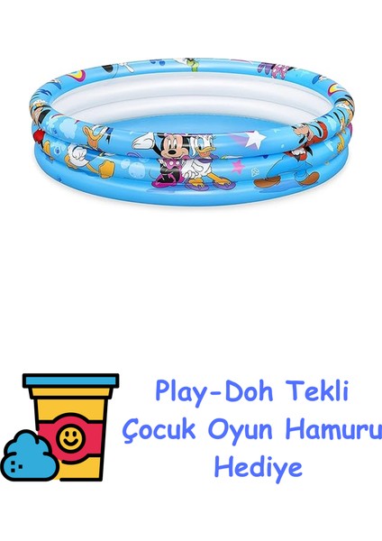 Disney Junior Mickey - Friends Çocuk Havuzu, Çap 122 x 25 Cm, Yuvarlak + Play-Doh Oyun Hamuru