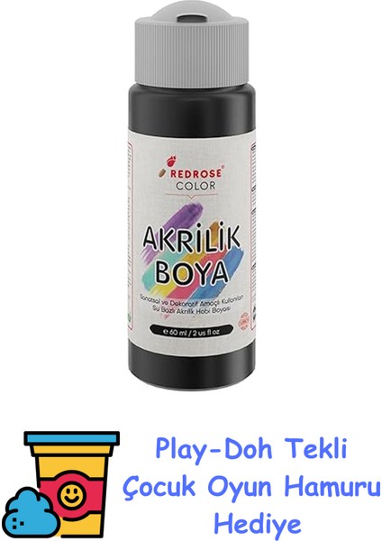 Siyah Akrilik Boya 60 ml + Play-Doh Oyun Hamuru