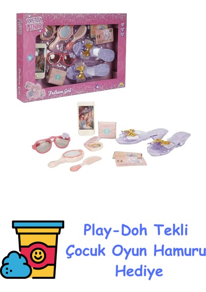 4376 Pretty Pinky Kokoş Terlik Gözlük Tarak Set -Sunman + Play-Doh Oyun Hamuru