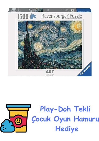 1500P Puzzle Van Gogh Yıldızlı Gece + Play-Doh Oyun Hamuru