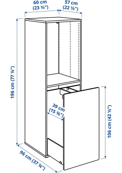 Smastad Çocuk Gardırobu Beyaz 60 x 55 x 196 cm fiyatları