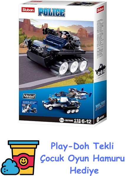 Polis Serisi - 2, Çok Renkli Yapım Seti, 115 Parça + Play-Doh Oyun Hamuru
