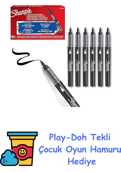 Sharpıe Akrilik Markör, Fırça Uç, Siyah + Play-Doh Oyun Hamuru