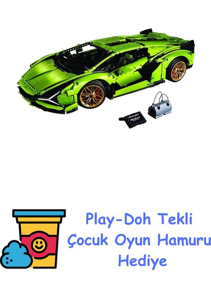 Technic Lamborghini Sián Fkp 37 42115 - Spor Araba Seven Yetişkinler Için Koleksiyonluk Yaratıcı Oyuncak Model Yapım Seti (3696 Parça) + Play-Doh Oyun Hamuru