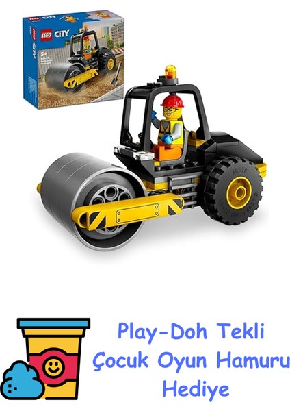 City Yol Silindiri 60401 – 5 Yaş ve Üzeri Erkek ve Kız Çocuklar Için Yapılabilir Inşaat Aracı, Yaratıcı Oyun ve Öğrenim Için Harika Doğum Günü Hediyesi Fikri (78 + Play-Doh Oyun Hamuru