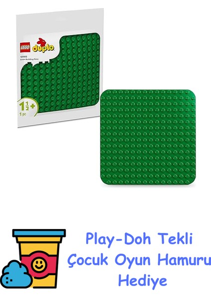 Duplo Classic Yeşil Yapım Plakası 10460-18 Ay ve Üzeri Çocuklar Için Yaratıcı Oyunları Teşvik Eden Sergileme Zemini (1 Parça) + Play-Doh Oyun Hamuru