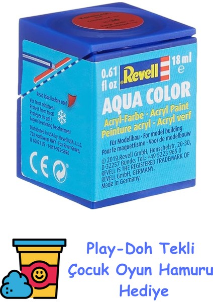 - Su Bazlı Maket Boyası Karmen Kırmızısı Mat 18 ml (36136) + Play-Doh Oyun Hamuru