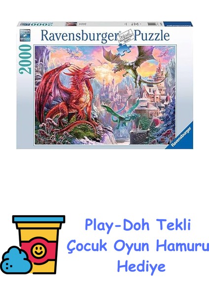 167173 Ejderhalar Yetişkin Puzzle, 2000 Parça + Play-Doh Oyun Hamuru
