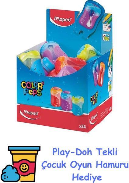Ofis ve Kırtasiye 043111 Color Peps Çift Delikli Kalemtıraş + Play-Doh Oyun Hamuru