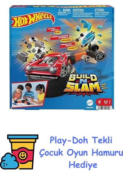 Hot Wheels Build N Slam Kutu Oyunu, 5 Yaş Nane Üzeri, , Çok Renkli + Play-Doh Oyun Hamuru