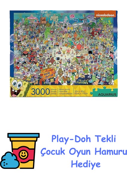 Aquarıus Kova Sünger Bob 3,000PC Bulmaca, 68508, Çoklu Renk" + Play-Doh Oyun Hamuru