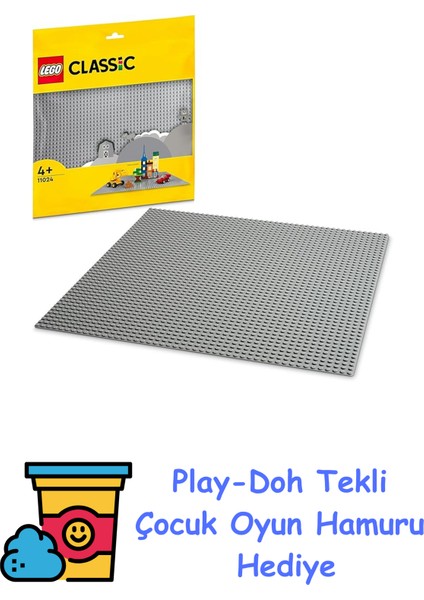 Classic Gri Plaka 11024-4 Yaş ve Üzeri LEGO Severler Için LEGO Zemini (1 Parça) + Play-Doh Oyun Hamuru