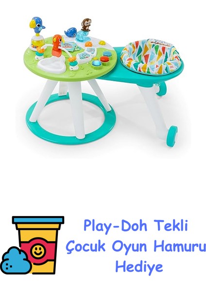 , Around We Go, 2'si 1 Arada Masa ve Bebek Yürüteci, Işıklı ve Müzikli Oyun Masası, 10 Aktivite Oyuncak, Motor Gelişimi, Yeşil, 6 Aylık + Play-Doh Oyun Hamuru