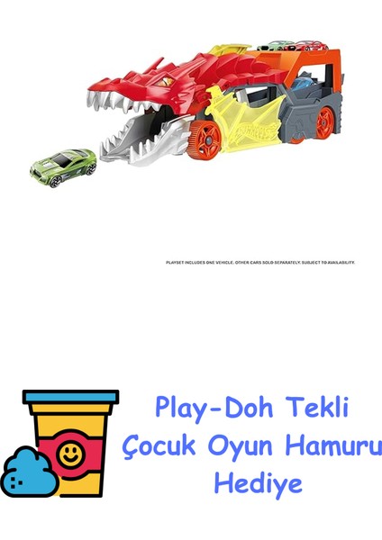 Fırlatıcı ve Taşıyıcı Ejderha Hot Wheels™ Şehri Fırlatıcı ve Taşıyıcı Ejderha, Ağzından Araba Püskürtür, 3 Yaş ve Üzeri Çocuklar Için Hediye GTK42 + Play-Doh Oyun Hamuru