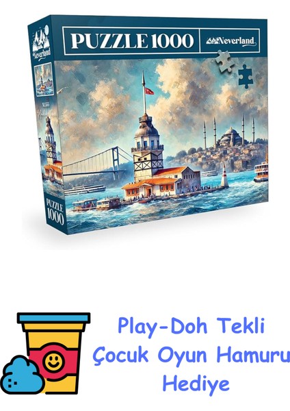 1000 Parça Puzzle - Kız Kulesi + Play-Doh Oyun Hamuru