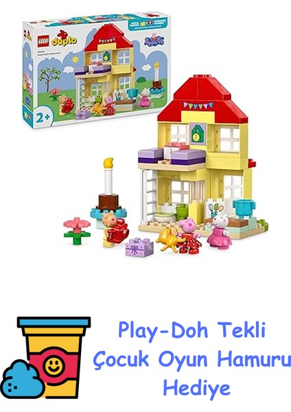 Duplo Peppa Pig Doğum Günü Evi, 2 Yaş ve Üzeri Çocuklar Için Guzel Bir Oyun Seti, Peppa Pig, Midilli Pedro ve Koyun Suzi'nın Peluş Figürleri Dahil, Hediye Fikri O + Play-Doh Oyun Hamuru