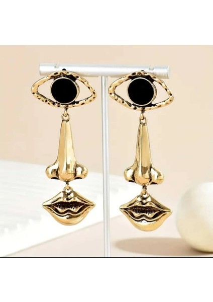 Göz Burun Dudak Tasarım Yaratıcı Uzun Retro Küpe fiyatları