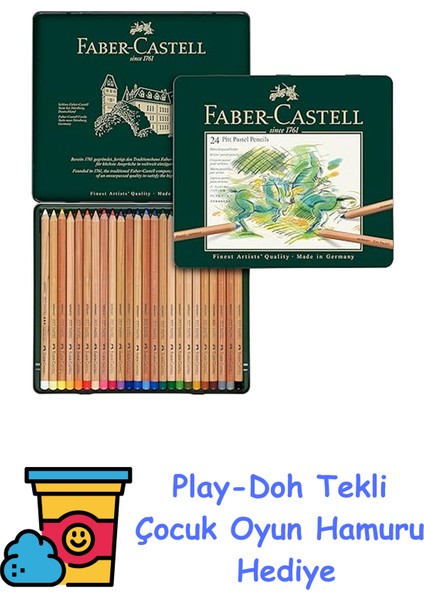 Pitt Pastel Boya Kalemi, 24 Renk + Play-Doh Oyun Hamuru