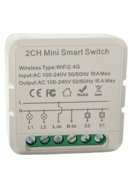 Smart Tuya Wifi Röle Devresi 2 Kanal 110-240V 16A