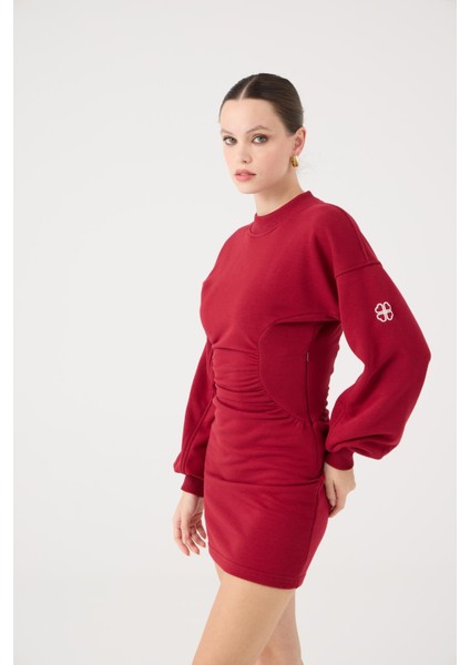 Belden Oturmalı Mini Nancy Elbise Bordo fırsatları