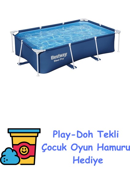 Steel Pro Frame Pool, Pompasız 259 x 170 x 61 Cm, Koyu Mavi, Kare + Play-Doh Oyun Hamuru