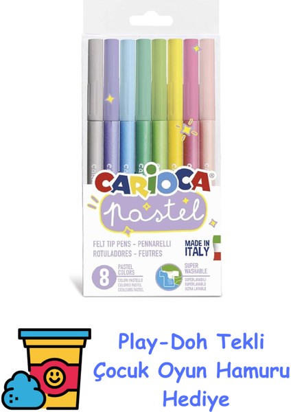 Pastel Süper Yıkanabilir Keçeli Kalem 8'li + Play-Doh Oyun Hamuru