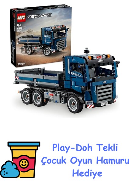 Technic Damperli Kamyon 42203 – 9 Yaş ve Üzeri Erkek ve Kız Çocukları Için Direksiyon ve Hareketli Damper Kutusu Içeren Yaratıcı Araç Yapım Seti, Eğlenceli Doğum + Play-Doh Oyun Hamuru