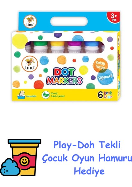 Dot Markers 6' Lı Yıkanabilir Boya + Play-Doh Oyun Hamuru