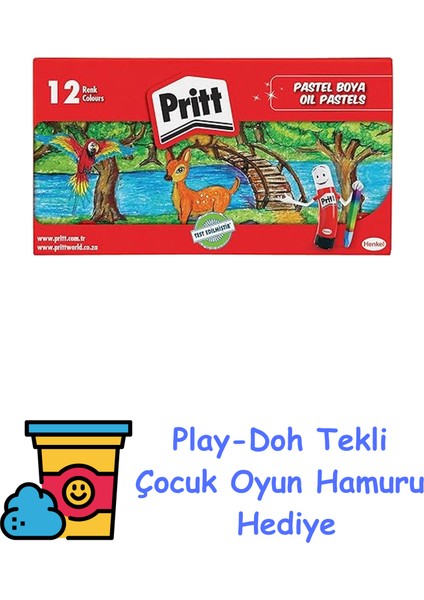 12'li Pastel Boya - Karton Kutu + Play-Doh Oyun Hamuru