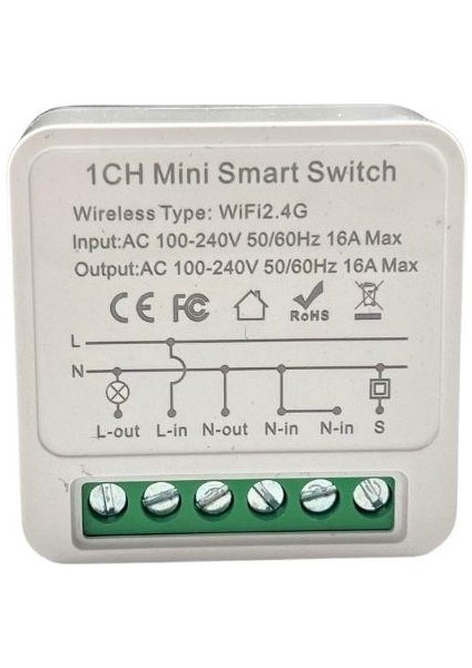 Smart Tuya Wifi Röle Devresi 1 Kanal 110-240V 16A