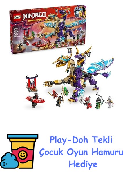 Nınjago Odak Ark Ejderhası 71836-9 Yaş Üzeri Kız ve Erkek Çocukları Için 8 Ninja Minifigürü ve 1 Spinjitzu Topaç Aracı Içeren Yaratıcı Oyuncak Yapım Seti, Çocukla + Play-Doh Oyun Hamuru