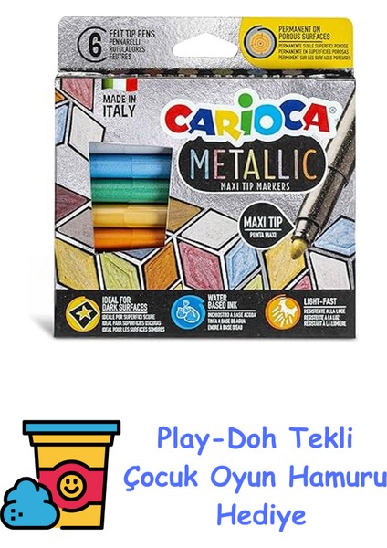 Metalik Jumbo Keçeli Kalem 6'lı + Play-Doh Oyun Hamuru