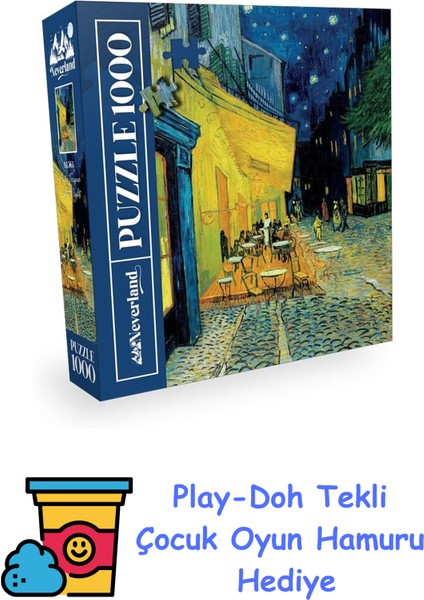1000 Parça Puzzle - Café Terrace At Nıght (Kafe Terasta Gece) + Play-Doh Oyun Hamuru