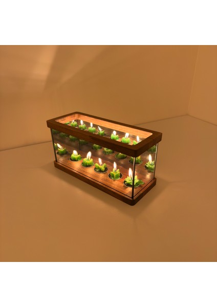 Nora -Sonsuzluk Aynalı Ahşap Dekoratif Tealight Mumluk