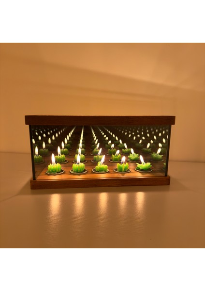 Nora -Sonsuzluk Aynalı Ahşap Dekoratif Tealight Mumluk