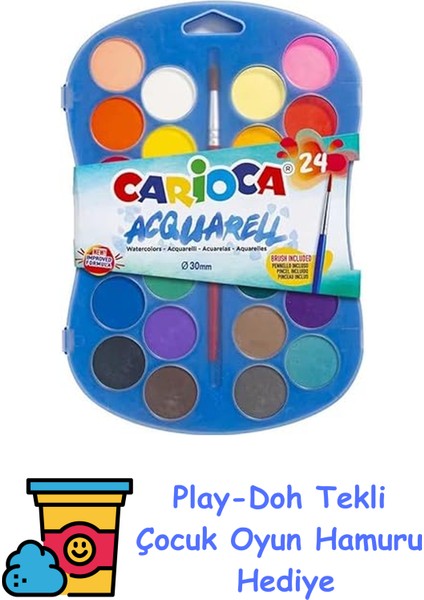Sulu Boya 30 Mm. Fırçalı 24'lü Yeni + Play-Doh Oyun Hamuru
