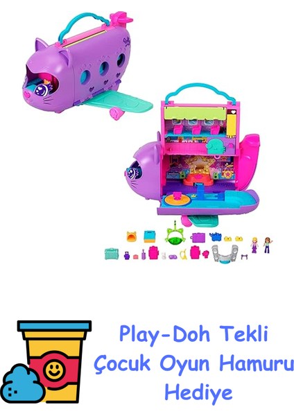 ™ Minik Kedi Hava Yolları™ Oyun Seti Polly Pocket Adventures In Rio Uçak Oyun Seti, 2 Mikro Bebek ve Evcil Hayvan, Aksesuarlar, Seyahat Oyuncağı Uçak HWP19 + Play-Doh Oyun Hamuru