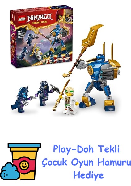 Nınjago Jay’in Robotu Savaş Paketi 71805-6 Yaş ve Üzeri Çocuklar Için Jay Minifigürü Içeren Yaratıcı Oyuncak Yapım Seti (78 Parça) + Play-Doh Oyun Hamuru
