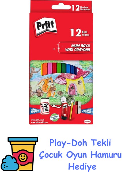 12'li Silinebilir Pastel Boya + Play-Doh Oyun Hamuru