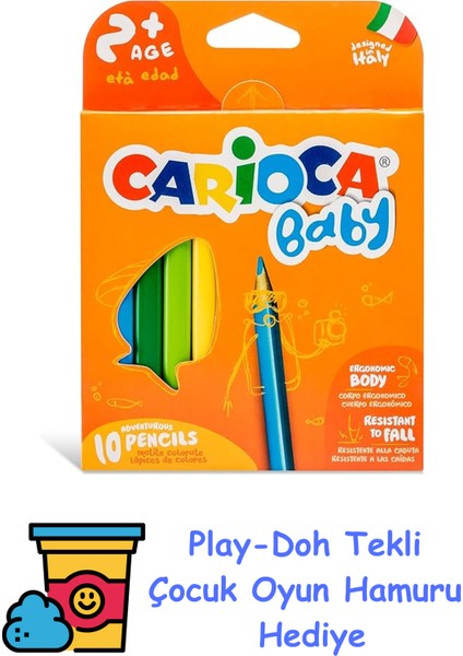 Jumbo Bebek Üçgen Kuru Boya Kalemi, 10'lu + Play-Doh Oyun Hamuru