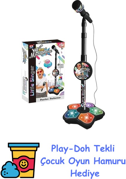 RG-12BK Çocuklar Için Mikrofon Eğitici Oyuncak Siyah + Play-Doh Oyun Hamuru
