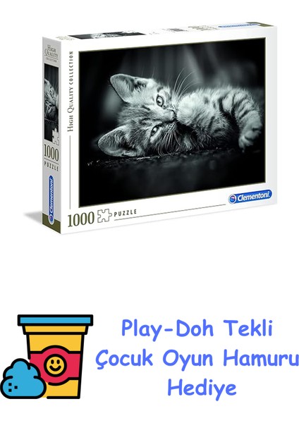 39422 Kedi Yavruları Yetişkinler ve Çocuklar Için Hqc 1000 Parça Yapboz + Play-Doh Oyun Hamuru