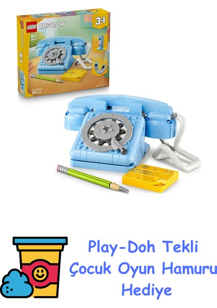 Creator 3'ü 1 Arada Retro Telefon 31174 – 8 Yaş ve Üzeri Çocuklar Için 1980'LER Veya 2000'LER Modeli Olarak Inşa Edilebilen Nostaljik Oyuncak Yapım Seti, Eğlencel + Play-Doh Oyun Hamuru