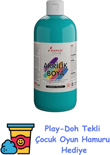 Turkuaz Akrilik Boya 500 gr + Play-Doh Oyun Hamuru