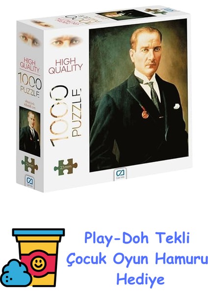 Başkomutan Atatürk 1000 Parça 2,2mm Kalınlık 48X68CM Profesyonel Hobi Puzzle Yapboz Serisi VGN462 + Play-Doh Oyun Hamuru