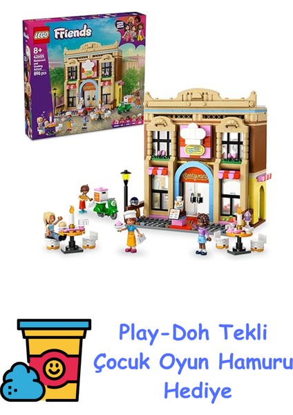 Friends Restoran ve Aşçılık Okulu 42655-8 Yaş ve Üzeri Erkek ve Kız Çocukları Için Mini Bebek Içeren Yaratıcı Oyuncak Yapım Seti, Doğum Günü Hediyesi (896 Parça) + Play-Doh Oyun Hamuru