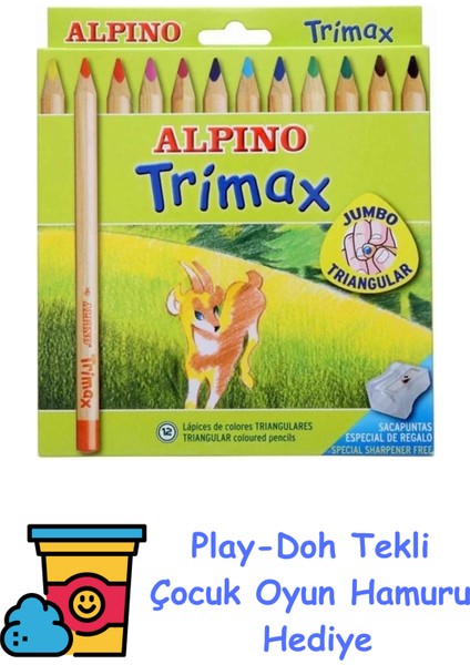 ALP-AL-113 12'li Trımax Jumbo Kuruboya + Play-Doh Oyun Hamuru