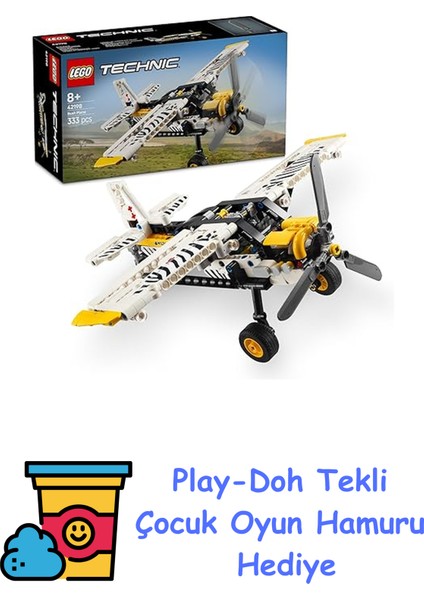 Technic Arazi Uçağı 42198 – 8 Yaş Üstü Erkek ve Kız Çocuklar Için Dönen Pervane ve Pistonlu Motor Içeren Yaratıcı Rol Yapma Oyuncağı, Hediye Fikri (333 Parça) + Play-Doh Oyun Hamuru