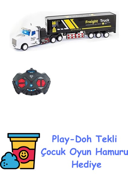 Oyuncak 27 Mhz Uzaktan Kumandalı Kamyon Kasalı Tır 41 cm Full Fonksiyon Kasası Ayrılabilir Sadece Tır Kafası Olarak Kullanılabilir Rc Iş Makinesi (Siyah) + Play-Doh Oyun Hamuru