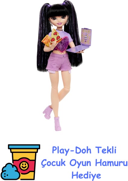 Dream Besties™ Renee™ Bebek ve Aksesuarları Barbie Rüya Arkadaşlar Renee Bebek ve Yiyecek Temalı 11 Aksesuar HYC24 + Play-Doh Oyun Hamuru